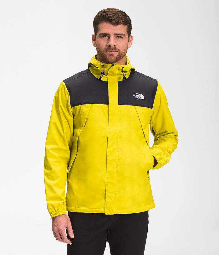 The North Face Mens Rain Jacket Antora 285DFTQAL - Yellow/Black